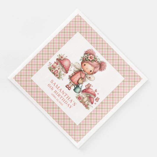Cute Fairy 1st Birthday Whimsical Pink Paper  (コーナー)