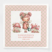 Cute Fairy 1st Birthday Whimsical Pink Paper  (正面)