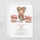 Cute Fairy 2nd Birthday Blush Pink Floral Invite 招待状 (正面)