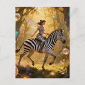 Cute Fairy and her Zebra ポストカード (正面)