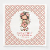 Cute Fairy Blush Flowers 5th Birthday Party Napkin (正面)