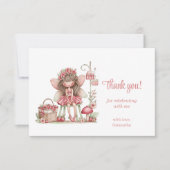 Cute Fairy Blush Flowers 5th Birthday Party Thank  サンキューカード (正面)