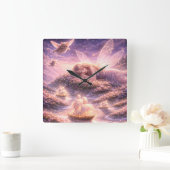 Cute Fairy Cat Dream Fantasy Aesthetic Art スクエア壁時計 (ホーム)