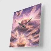 Cute Fairy Cat Dream Fantasy Aesthetic Art スクエア壁時計 (傾斜)