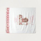 Cute Fairy Floral Pink Whimsy 5 Birthday Backdrop タペストリー (正面(横))