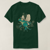 Cute Fairy Frog with Wings and Floral Elements  Tシャツ (デザイン正面)