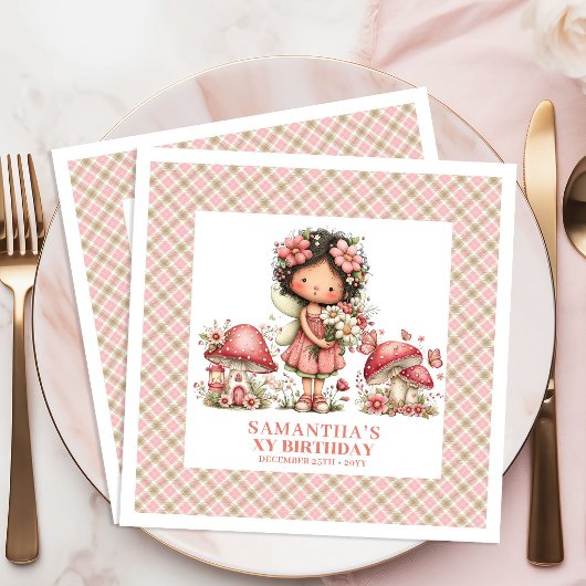 Cute Fairy Garden Birthday Invitation Pink Floral 
