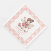 Cute Fairy Girl 2nd Birthday Pink Flowers napkins (コーナー)