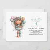 Cute Fairy Girl 3rd Birthday Magical Pastel invite 招待状 (正面)