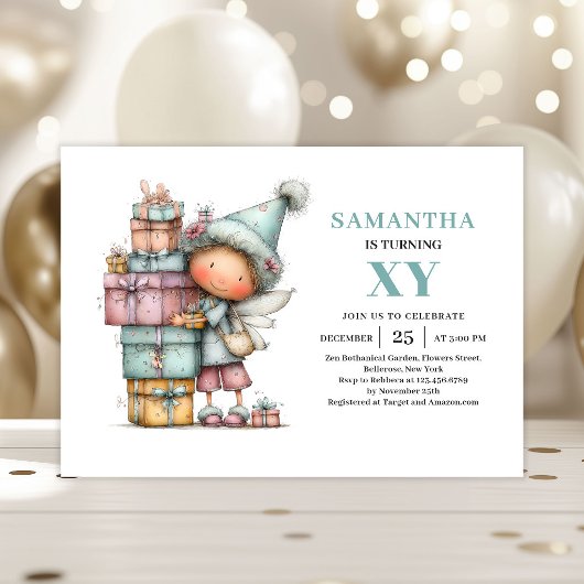 Cute Fairy Girl 3rd Birthday Whimsy Magical invite 招待状