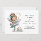 Cute Fairy Girl 3rd Birthday Whimsy Pastel invites 招待状 (正面)