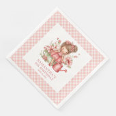 Cute Fairy Girl 5th Birthday Blush Floral napkins (コーナー)