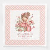 Cute Fairy Girl 5th Birthday Blush Floral napkins (正面)