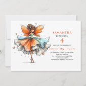Cute Fairy Girl 5th Birthday Floral invitation 招待状 (正面)