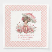 Cute Fairy Girl 5th Birthday Pastel Pink napkins (正面)