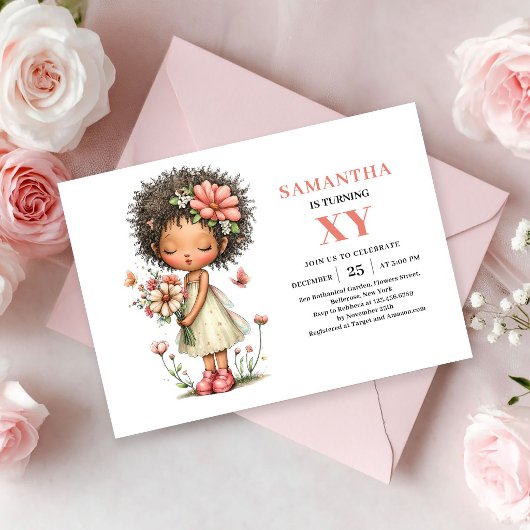 Cute Fairy Girl 6th Birthday Magical Pastel invite 招待状