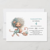Cute Fairy Girl 6th Birthday Pastel Whimsy invites 招待状 (正面)
