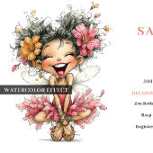 Cute Fairy Girl 6th Birthday Pink Blush invitation 招待状