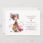 Cute Fairy Girl 6th Birthday Pink Blush invitation 招待状 (正面)