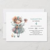 Cute Fairy Girl 9th Birthday Magical Pastel invite 招待状 (正面)