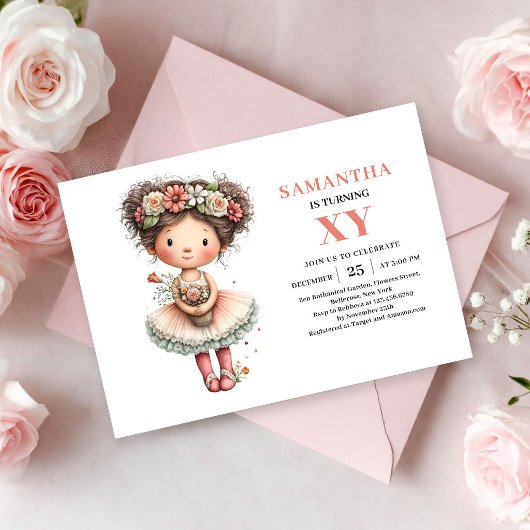 Cute Fairy Girl 9th Birthday Pastel Pink invites 招待状