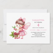 Cute Fairy Girl Birthday Blush Floral invitation 招待状 (正面)