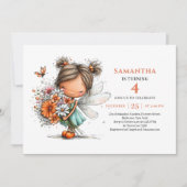 Cute Fairy Girl Birthday Floral Pastel invitation 招待状 (正面)