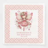 Cute Fairy Girl Birthday Floral Pink Napkins (正面)