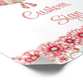 Cute Fairy Girl Blush Floral Birthday Custom Sign ポスター (角)