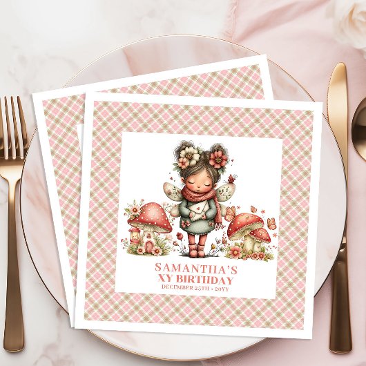 Cute Fairy Mushroom Pink Floral Birthday Party  