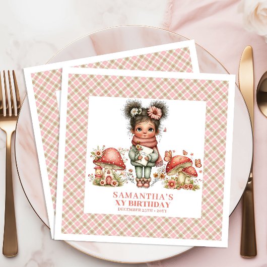 Cute Fairy Mushroom Pink Floral Birthday Party 