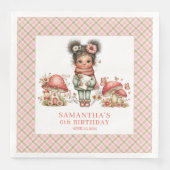 Cute Fairy Mushroom Pink Floral Birthday Party  (正面)