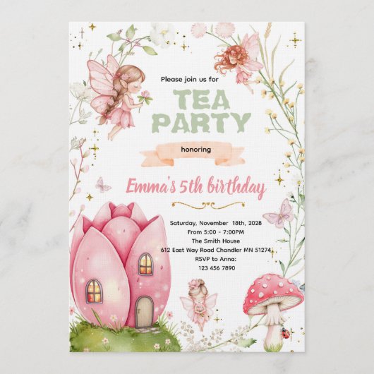 Cute fairy party invitation 招待状 (正面)