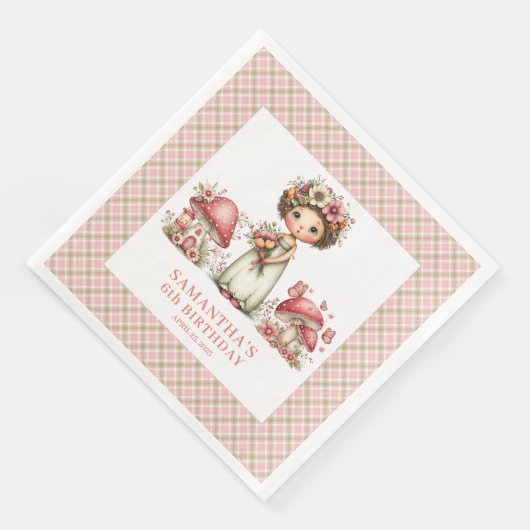Cute Fairy Pink Floral Party Birthday Custom Name  (コーナー)