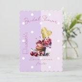 Cute Faith Pastel Cherry Bow Floral Cupcake Heart 招待状 (スタンド正面)