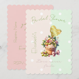 Cute Faith Pastel Cupcake Berry Floral Bow Heart 招待状