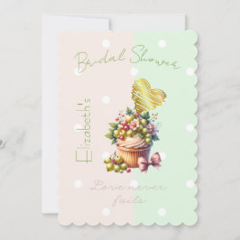 Cute Faith Pastel Cupcake Berry Floral Bow Heart 招待状