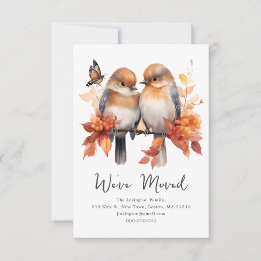 Cute Fall Birds | We've Moved Address 案内状 (正面)