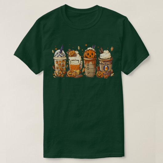 Cute Fall Coffee Pumpkin Spice Latte Iced Autumn H Tシャツ (デザイン正面)
