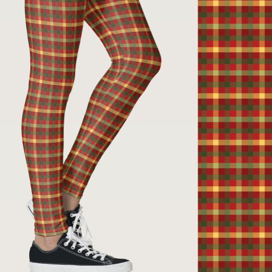 Cute fall colors plaid seasonal patterned レギンス