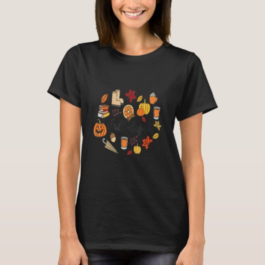 Cute Fall Elujah Autumn Leaves Pumpkin Spice Fall Tシャツ (正面)