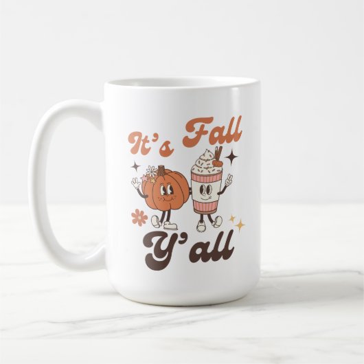 Cute Fall – It’s Fall Y’all Kawaii Pumpkin & PSL コーヒーマグカップ (左)