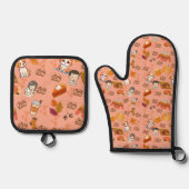 Cute Fall Oven Mitt and Pot Holders 鍋つかみ&鍋敷きセット (正面)