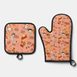 Cute Fall Oven Mitt and Pot Holders 鍋つかみ&鍋敷きセット