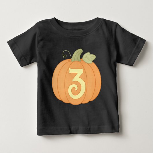 Cute Fall Pumpkin 3rd Birthday | Halloween Party ベビーTシャツ (正面)