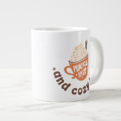 Cute Fall Pumpkin Spice and Cozy vibes  ジャンボコーヒーマグカップ (正面右)