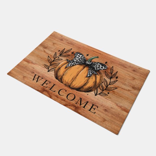 Cute Fall Pumpkin Welcome ドアマット (アングル)