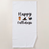 Cute Fall season Happy Fallidays Thanksgiving Hall ビーチタオル (正面)
