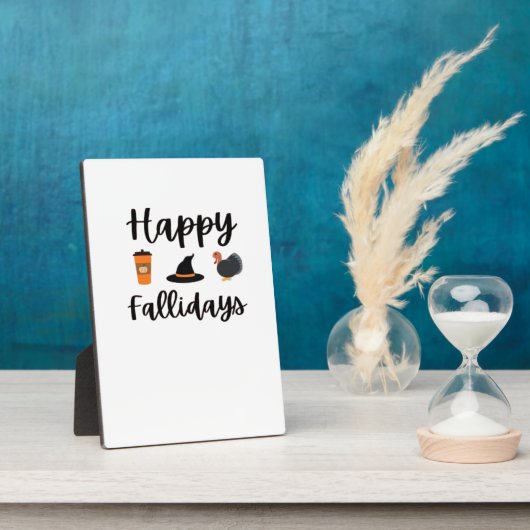 Cute Fall season Happy Fallidays Thanksgiving Hall フォトプラーク (側面)