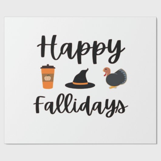 Cute Fall season Happy Fallidays Thanksgiving Hall ラッピングペーパー (フラット)